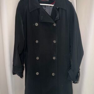 Anne Klein Black Double-Breasted Trench Coat